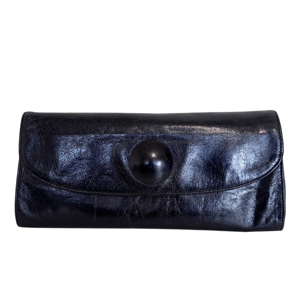 Vintage Hobo International Womens Lauren Leather Clutch Wallet Medium Black